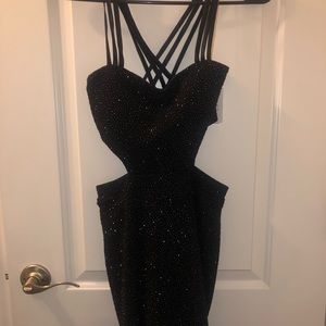Black Glittery Cut-Out Dress